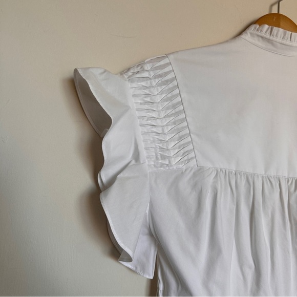 DVF Zoe Pleated Bodice Relaxed Fit Cotton Blouse White 2 - Picture 8 of 11